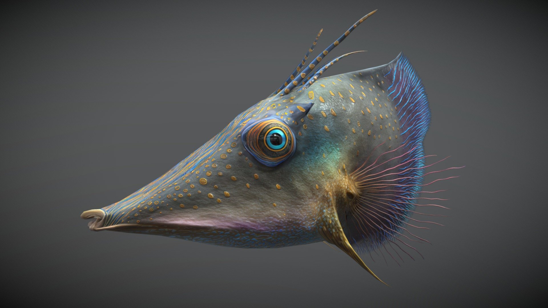 This one-of-a-kind creation boasts 4096x2048 textures, including a Diffuse Map, Normal Map, Opacity Map, and Eye Mask Texture, and has its Diffuse Texture baked with Photo-realistic Lighting, giving it unparalleled realism and depth.
Whether you're an aquarium enthusiast or sci-fi fan, this exotic fish will add a touch of the unknown to your collection.
Get your Alien Tropical Fish today and let the adventure begin!

If you like this asset, be sure to check out my full collection of Alien Ocean Animals!

Click Here to view more Alien Fish - Alien Fish Fantasy Creature - Buy Royalty Free 3D model by Davis3D 3d model