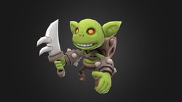 Poly HP goblin, rpg, cute, demon, enemy, jrpg, character, unity, lowpoly, gameart, gameasset, animation, stylized, monster, fantasy, gameready, evil, noai
