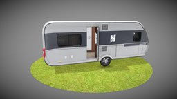 Campervan Caravan Trailer Interior and Exterior white, exterior, van, trailer, luxury, caravan, furniture, camper, campervan, pbr, low, poly, interior
