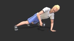 Archer row Exercise body, hard, play, self, exercise, training, website, application, gymnastic, character, game, 3d, lowpoly, model, mobile, man, animation, human, sport, mussle