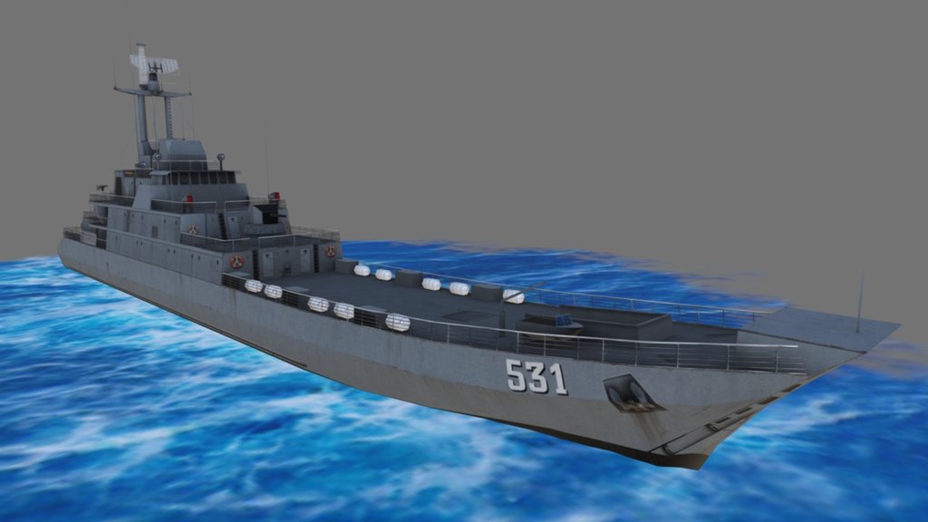 KRI Teluk Gilimanuk (531) is the first vessel of the kind of war landing ship class belonging to the TNI AL. Named after a bay on the island of Bali - KRI Teluk Gilimanuk 531 - 3D model by lademadane 3d model