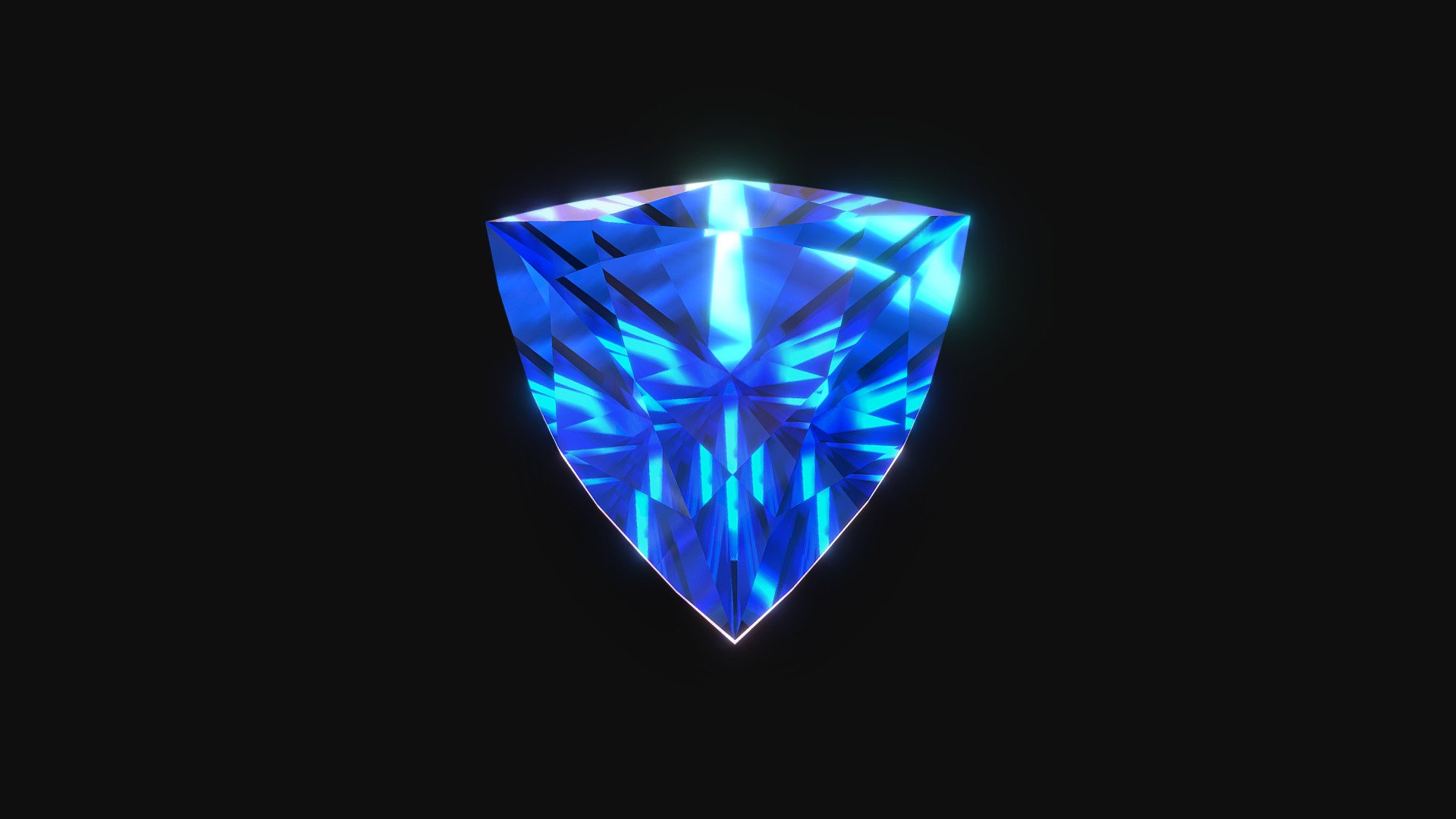 Curved trilliant/trillion cut sapphire. The intention with this short project was to create a 3D model of a faceted gemstone which exhibits a degree of translucency and internal refraction.

Model created with 3ds Max 3d model