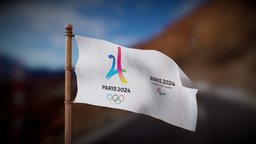 Paris 2024 Olympics Flag- Wind Animate wind, flag, country, sign, north, atlantic, wave