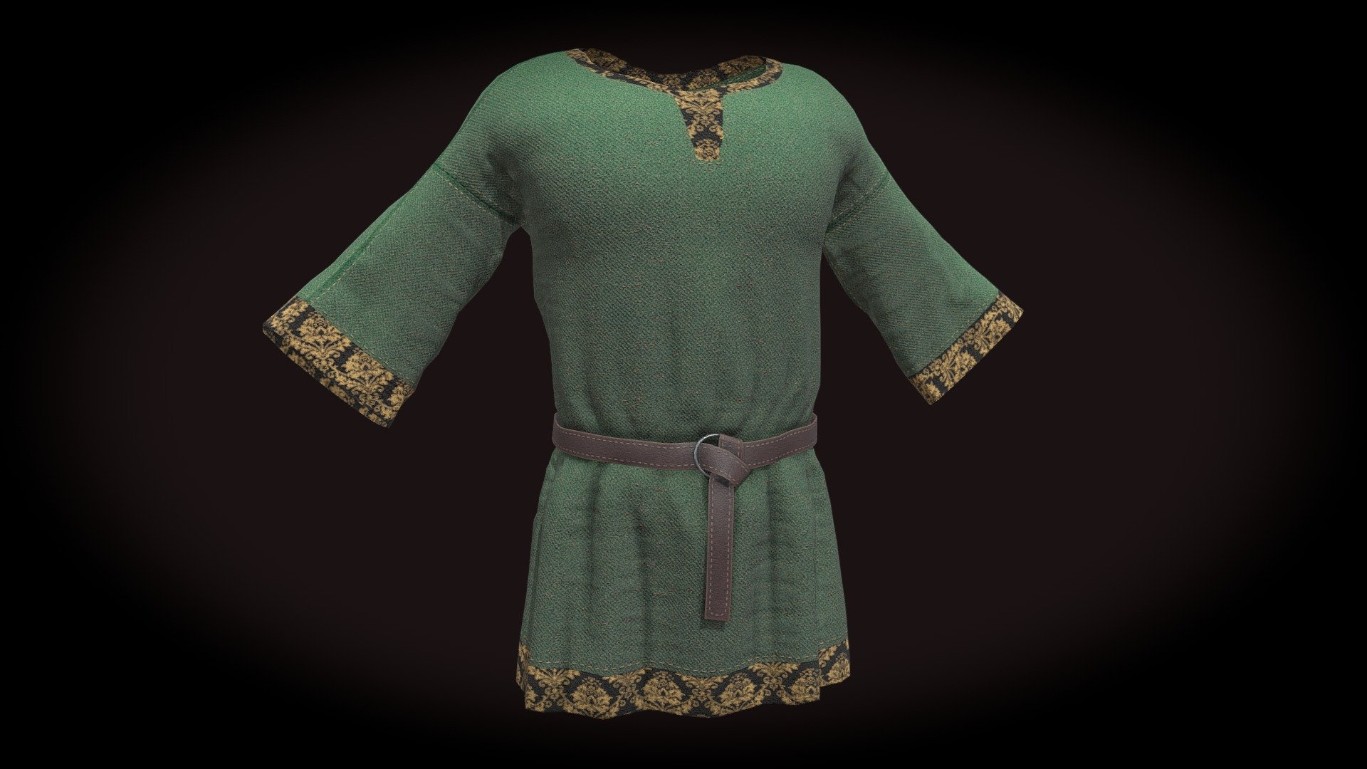 Tunic was reated in Blender with simply cloth pro 
Belt was also created in Blender
4k materials 
Low Poly Count
Model is very easy to weight paint 3d model