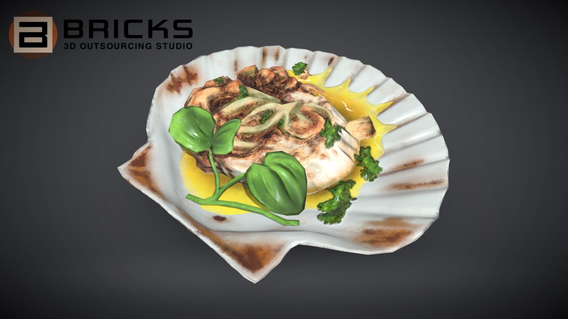PBR Food Asset:
ScallopGrilledButter
Polycount: 1592
Vertex count: 800
Texture Size: 2048px x 2048px
Normal: OpenGL

If you need any adjust in file please contact us: team@bricks3dstudio.com

Hire us: tringuyen@bricks3dstudio.com
Here is us: https://www.bricks3dstudio.com/
        https://www.artstation.com/bricksstudio
        https://www.facebook.com/Bricks3dstudio/
        https://www.linkedin.com/in/bricks-studio-b10462252/ - ScallopGrilledButter - Buy Royalty Free 3D model by Bricks Studio (@bricks3dstudio) 3d model
