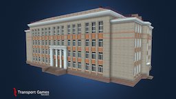 School proj. 2-02-27 (south facade orientation) school, lowpolly, education, ussr, typical, ukraine, game-asset, citiesskylines, low-poly-blender, 2-02-27, low_poly, architecture, low-poly, gameasset, cities-skylines
