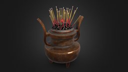 Japanese Incense japan, prop, feudal, incense, game, art, gameasset, gameready, japanese