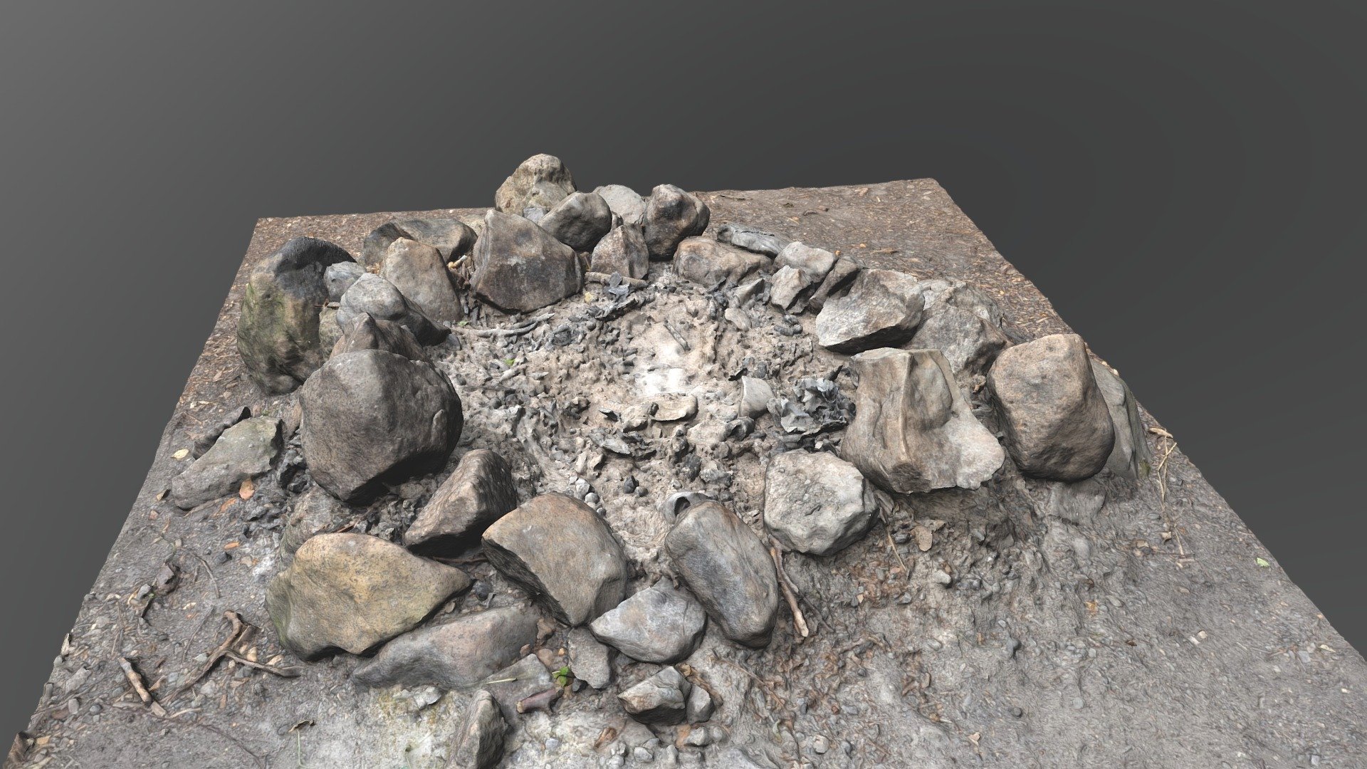 Fireplace fire pit hole in meadow forest, campfire natural made of stones
+ Reality capture - Fireplace fire pit hole campfire made of stones - Buy Royalty Free 3D model by matousekfoto 3d model
