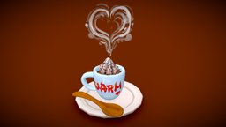 3December 2022 Day 20: Hot Drink chocolate, blender, lowpoly, gameart, cup, hot-drink, 3december2022challenge
