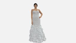 Woman In white Long Dress 0779 style, white, people, fashion, beauty, long, clothes, dress, miniatures, realistic, woman, character, 3dprint, model