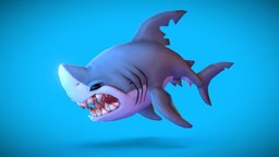 Great White Shark shark, marine, white, ocean, gamedev, greatwhiteshark, low-poly, game, lowpoly, gameart, low, poly, gameasset, gamecharacter