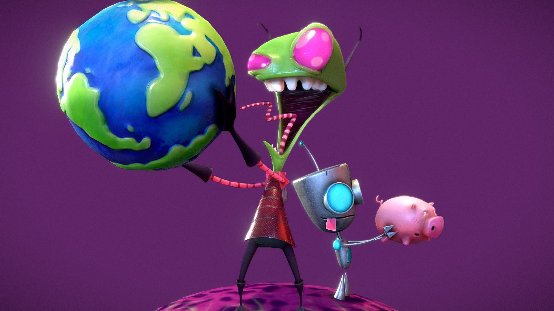 It's been a long time i wanted to create an Invader Zim 3D character, so here it is. i hop you guys will like it ! Created in Maya, Zbrush, Photoshop and Substance painter 3d model