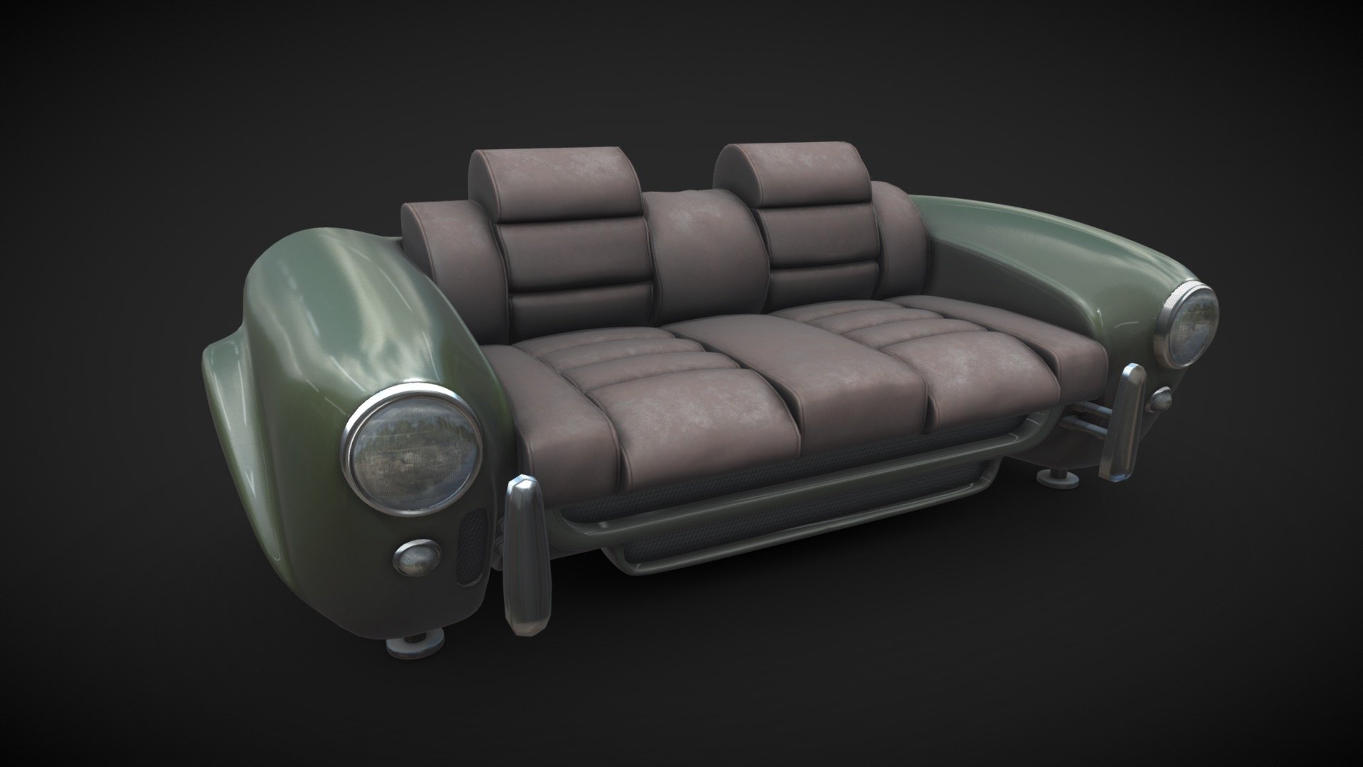 Vintage car sofa.
All parts unwrapped and baked 3d model