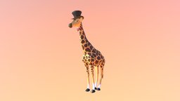 Cartoon Giraffe giraffe, maya, cartoon, substance-painter, textured