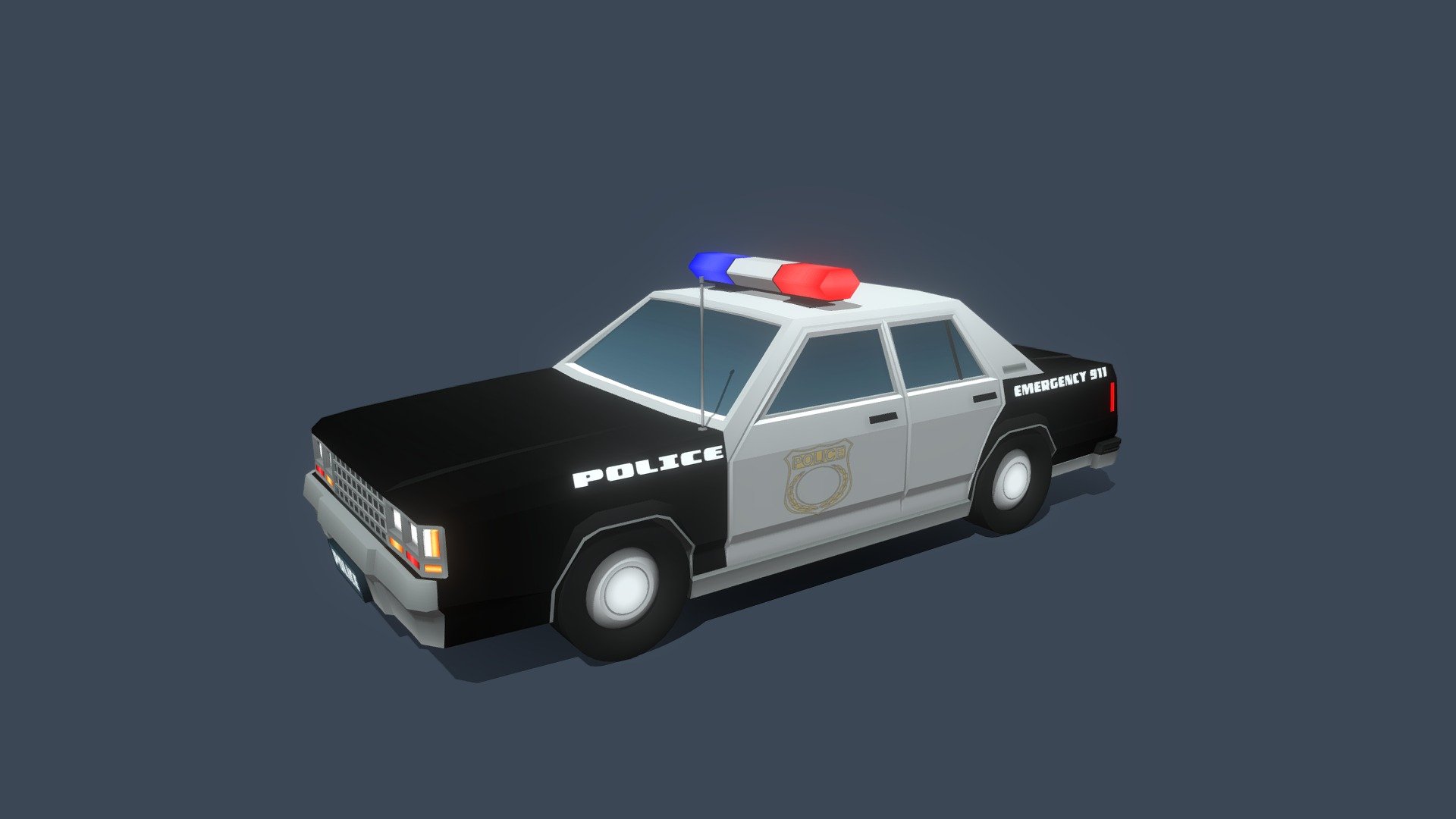 Made for a Quacky Drive mobile game prototype - Stylized low poly police car - 3D model by reizer 3d model