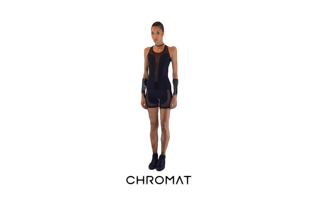 Gabriella in the Longline Tank &amp; Power Mesh Shorts &amp; Sport Lace Up Sandals.

Scanned at Chromat's SS16 runway show at New York Fashion Week.

See the full collection at http://chromat.co/ - Gabriella for Chromat - 3D model by CHROMAT 3d model