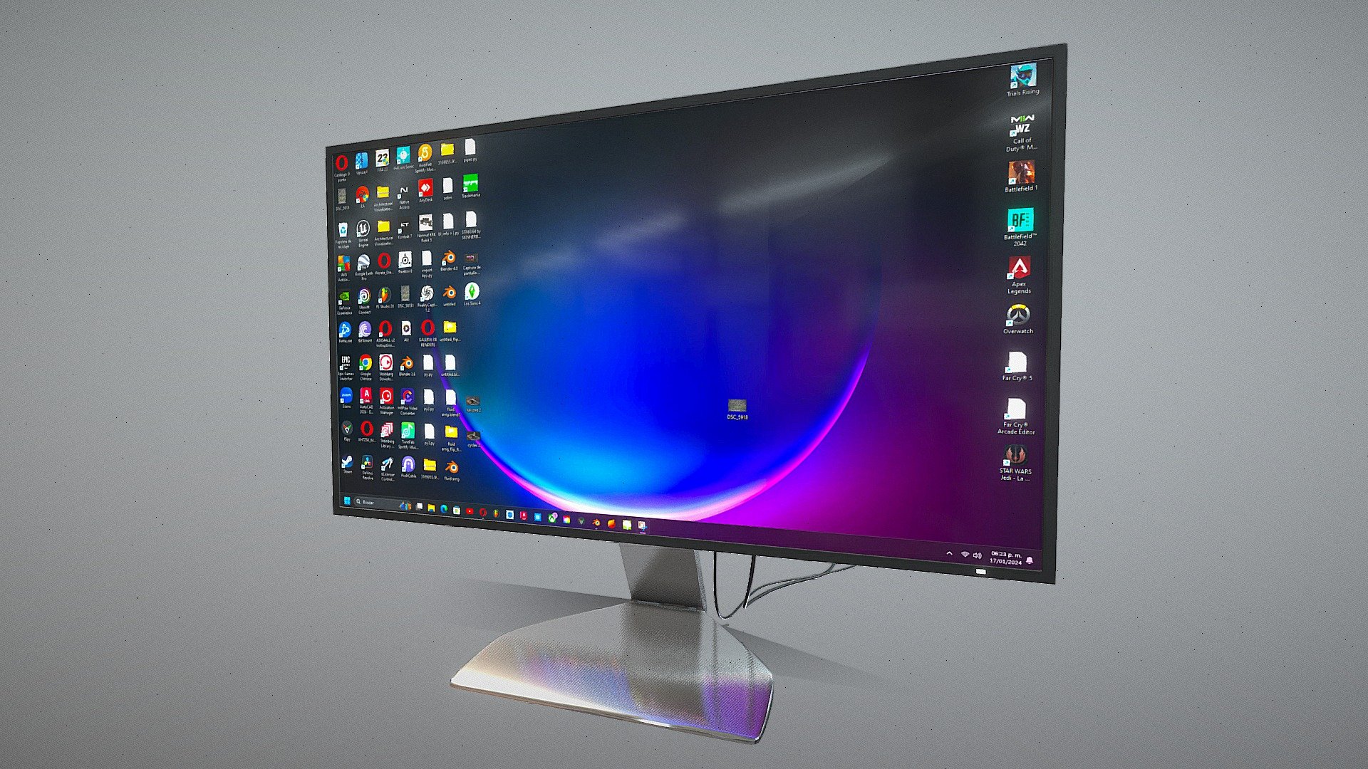 27 inch HP monitor 
Slim bezels for a sleek, modern look, elegant, high quality materials.
Files include PBR baked textures, blend file, fbx and obj - PC MONITOR HP 27 INCH - Buy Royalty Free 3D model by a.ariaszorrilla 3d model
