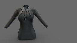 Female Harness Collar Top leather, fashion, women, top, dress, collar, costume, harness, outfit, pbr, lowpoly, female, black