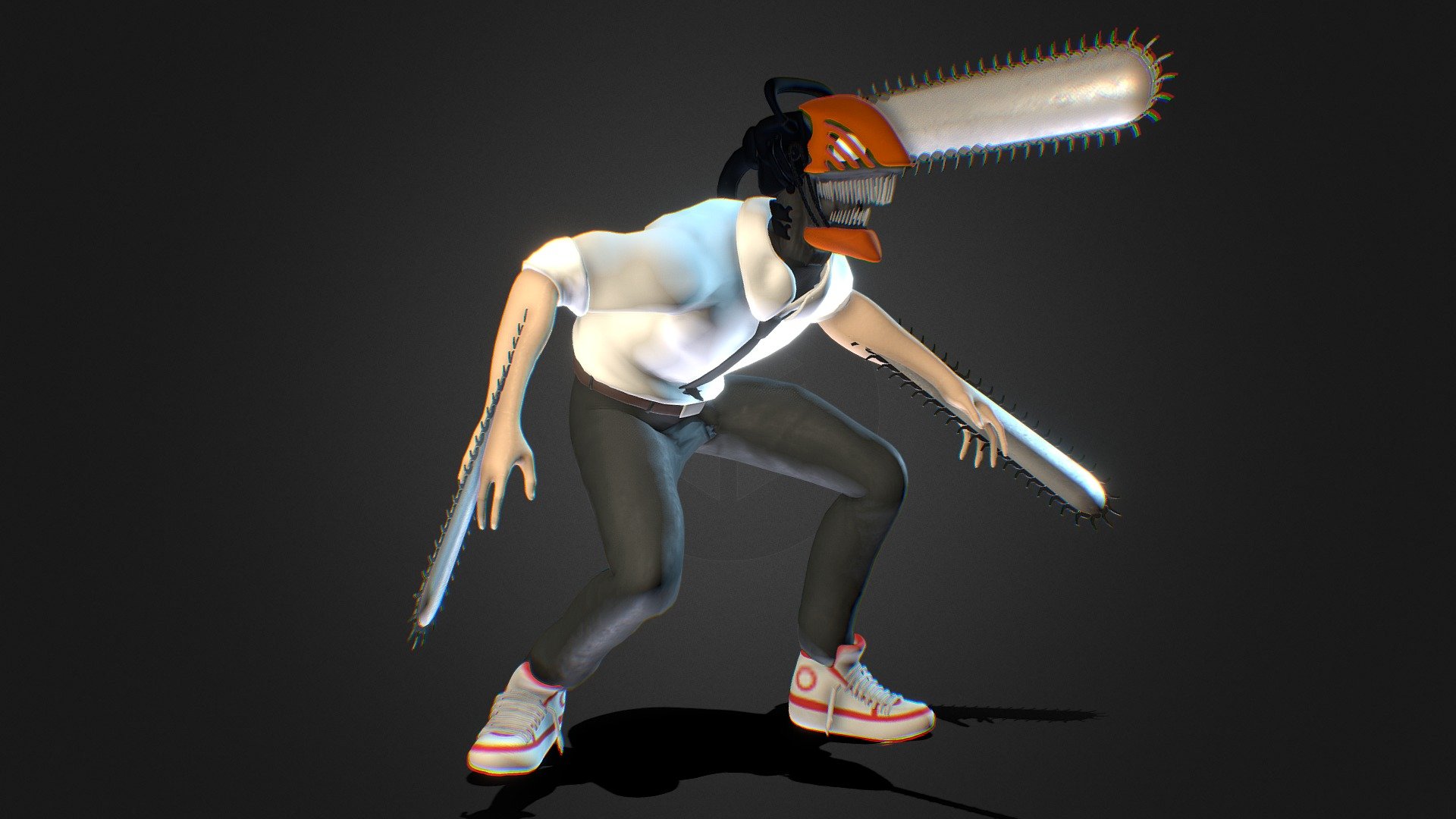 Hi,

i made a low-poly 3d model based on the anime character from Chainsaw Man. This model is made with blender. This model is textured and has a texture pack with color, roughness, metallic and normal maps in it. Also, it is rigged and has animation in it. It also includes Unity package, Blender files and fbx files.

The files included in the download is as below:




CSM_Rigging_AllPose.fbx

&ndash; No Embedded Texture

&ndash; Animation included:

Attack

Taunt

T-pose




CSM_wAnimation.unitypackage

&ndash; Animation Controller

&ndash; Include Embedded Texture

&ndash; Animation included:

Attack

Taunt

T-pose




CSM_Rigging_fix.blend

&ndash; Render settings

&ndash; Embedded Texture

&ndash; Animation included:

Attack

Taunt

T-pose

If you have any question, just DM me.

 - Chainsaw Man Denji - Buy Royalty Free 3D model by 3DHArt 3d model