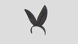 Black Bunny Headband hair, hat, rabbit, bunny, fashion, party, band, ear, head, headdress, costume, hare, headwear, headband, character, girl, animal, black, noai