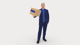 Man With Box 0627 suit, style, clothes, miniatures, realistic, character, 3dprint, model, man, male