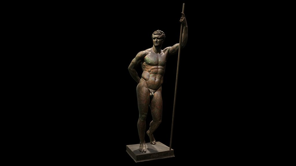 The so called Hellenistic Prince is an imposing bronze statue exhibited in the Palazzo Massimo. The statue is dated to the 2nd century B.C. and is one of the few full-sized Roman bronze statues still extant. The spear is a modern replica of the bronze original. Read the museum description
here 3d model