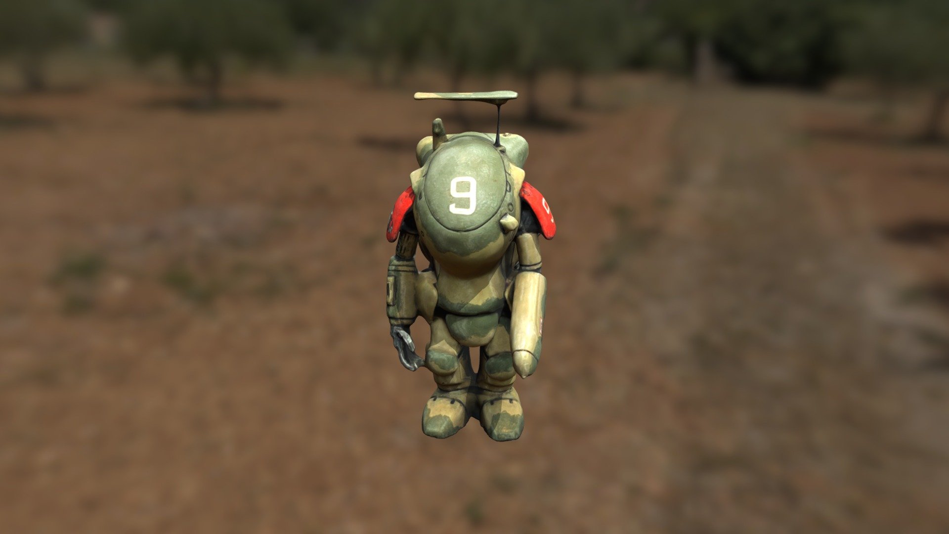 This is a painted model of a capsule model from the series Maschinen Krieger. Essentially it's a scale model but gachapon sized 3d model
