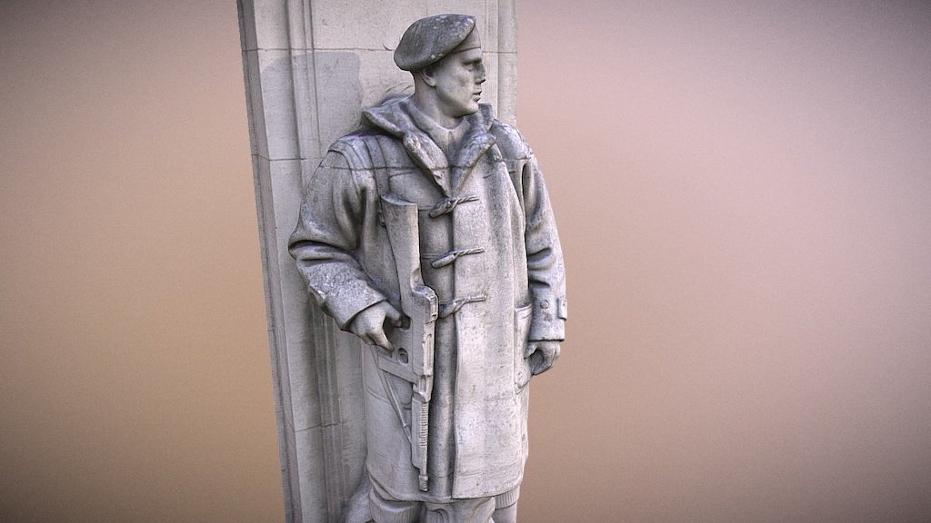 One of the statues from the great lines Commonwealth War Graves Commission. Chatham Naval Memorial also features a large obelisk situated in the town of Chatham, Kent, which is in the Medway Towns. The memorial is a feature of the Great Lines Heritage Park.

Taken from 13 photos on a canon 70D.

Made in Recap 360, chopped in Blender 3d model