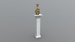 Pedestal with Vase ancient, archviz, garden, vase, pedestal, vertical, column, marble, park, decor, urn, statue, old, roman, ornamental, entombment, architecture, art, stone, decoration, gold