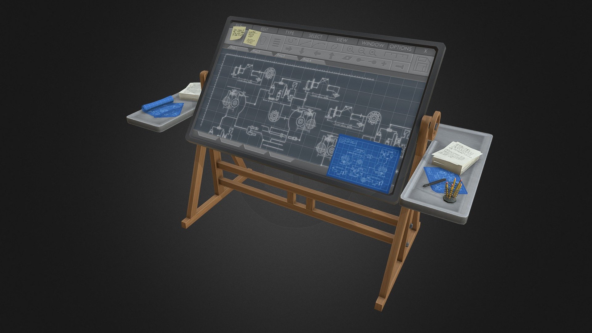 Research Table - 3D model by Graham (@graham3d) 3d model