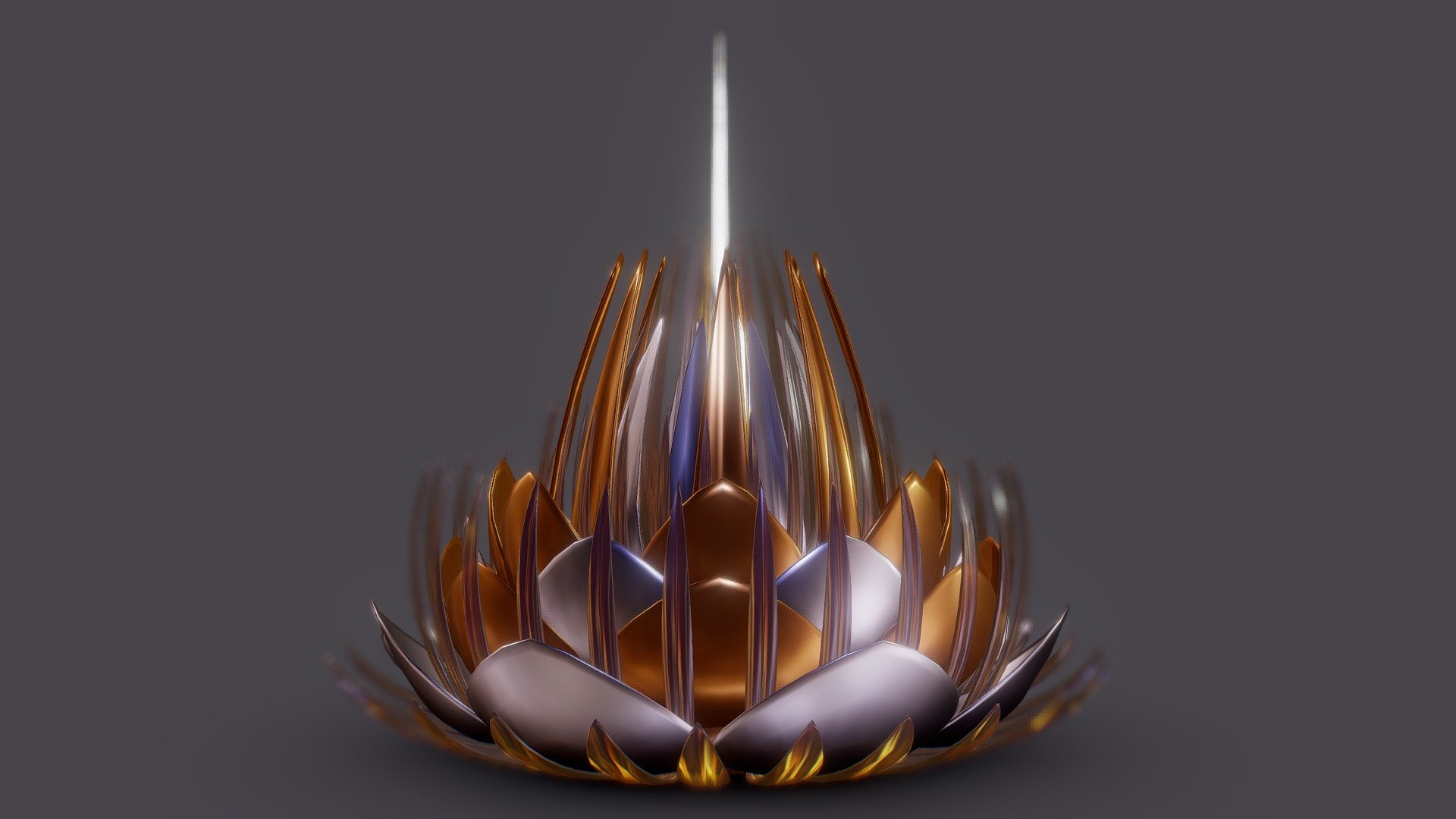 A Glowing Sci-fi Flower Art Piece 3d model