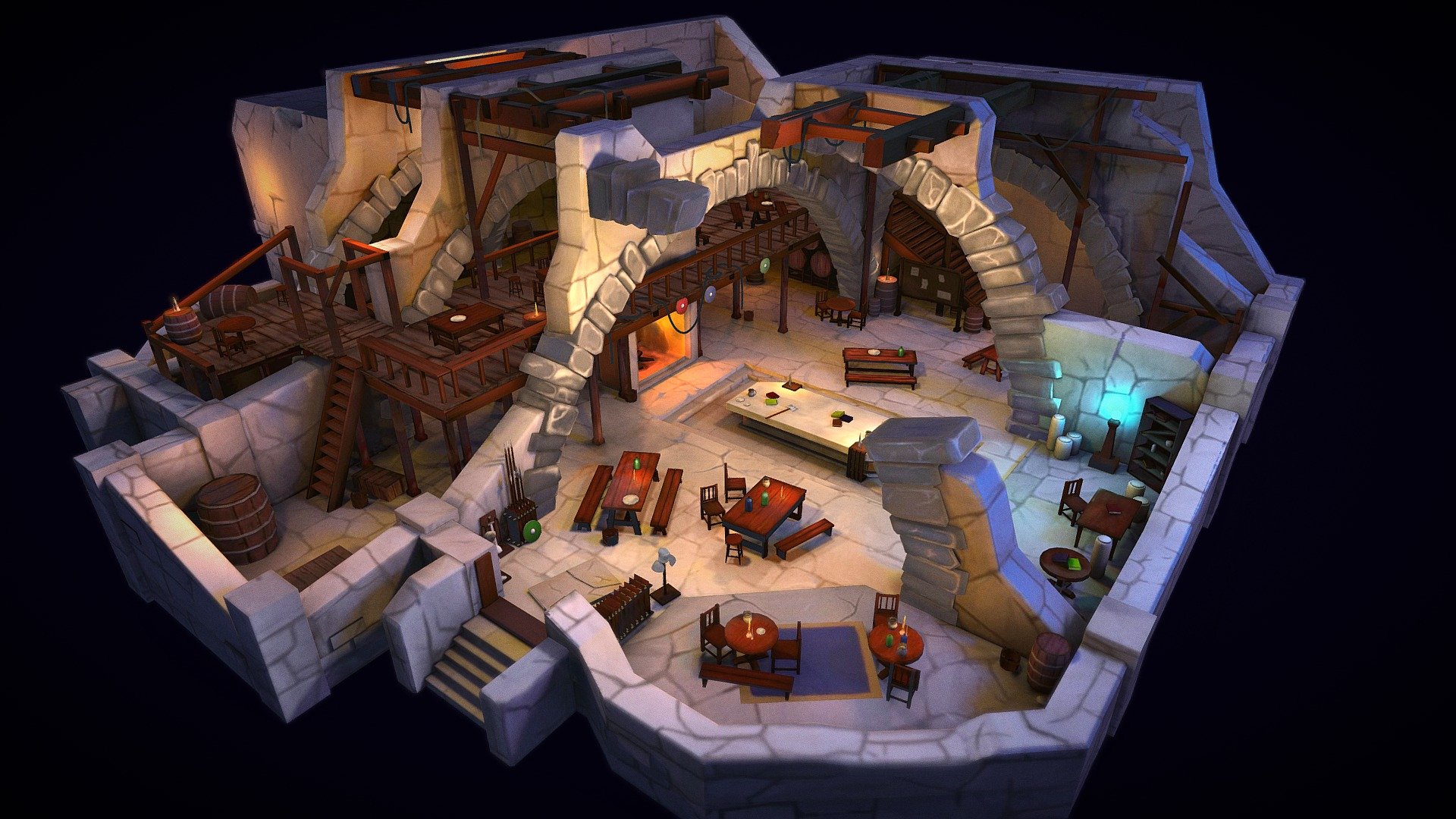 Stylized Tavern &amp; Guild Hall project. inspired and based on fantastic art by Su Wang.
https://www.artstation.com/artwork/gDJRP

This is my first artwork, so still have a lot to improve. Thanks for watching!)

Software: 3ds max, 3d coat - Tavern & Guild Hall - 3D model by Anton Kanavalau (@toharik) 3d model