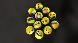 Smiley Balls body, room, games, toy, children, balls, toys, sports, store, sponge, faces, emotions, emotion, smiley, character, lowpoly, decoration, interior, gameready, emojis, noai