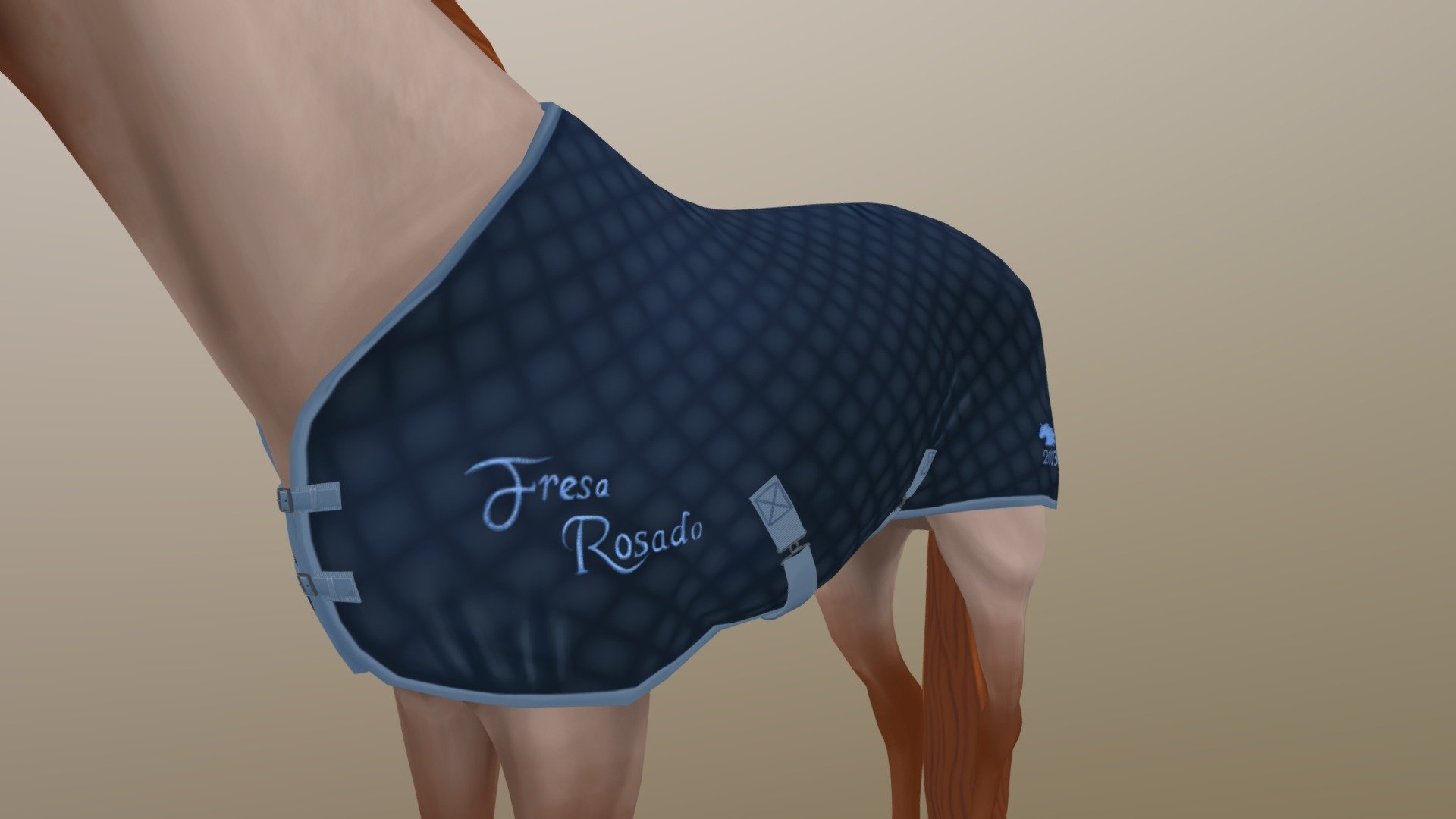 Horse Blanket made for the MangaLarga horse Fresa Rosado.

This was modelled in maya and textured in 3Dcoat and Photoshop 3d model