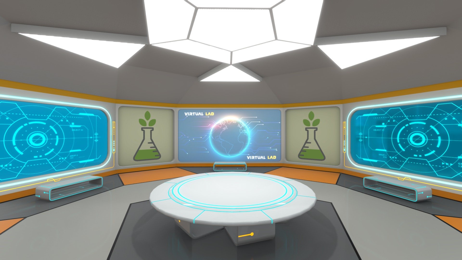 Scifi Virtual Laboratory

This is the low poly Scifi VR lab set with the high quality of texture and render.
You can use this scene for the purpose of VR projects and simulators etc.

All the models are Low Poly and fully optimized &amp; organized for better performance in gaming devices like
Mobile, AR/VR ( head mount devices ) and PC.

Request: Your time and feedback is greatly appreciated and also help me continue
developing asset in this style.

If you have any quaries about this Package please contact on given email id.
chandansingh512@gmail.com
cgwings812@gmail.com - Scifi_Lab - Buy Royalty Free 3D model by cgwings (@chandansingh512) 3d model