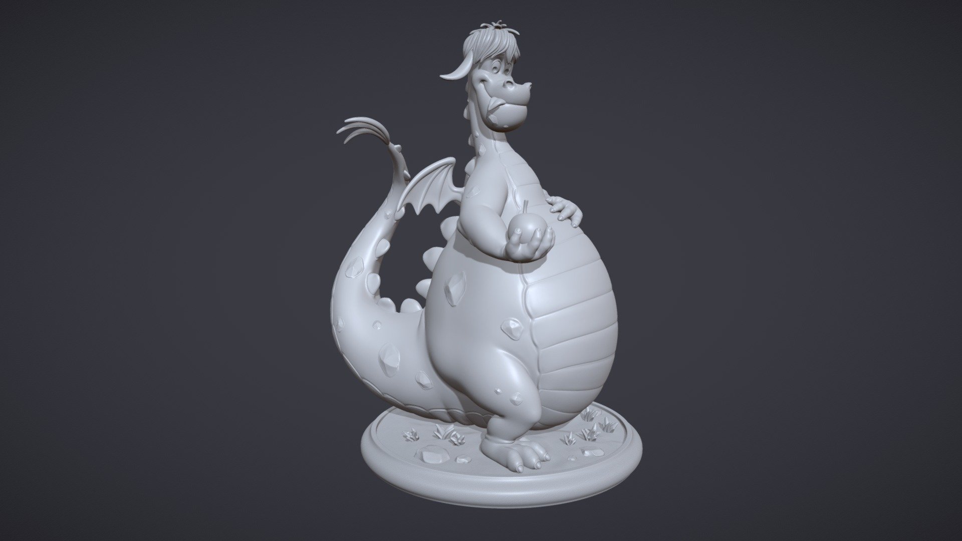With this purchase you will get a digital version of a highly detailed Elliott the Dragon sculpture inspired by the Disney character from Pete's Dragon. Prepared and tested for optimal and efficient 3d printing. Separated and keyed into 2 pieces (base and body).

Default scale is: 160 mm.

The file is available in .OBJ .FBX and .STL format.

Enjoy! - Elliott the Dragon - Buy Royalty Free 3D model by sr_Models 3d model
