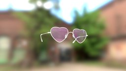 Heart Shaped Metal Frame Sunglasses (White) 