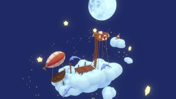 Lunar Lighthouse moon, flying, cute, dolphin, pillow, dock, lighthouse, cloud, night, blanket, dirigeable, soft, wicker, rope, relax, substancepainter, book, 3dsmax, zbrush, boat