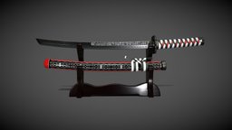 Wakizashi 02 lod, japan, tanto, katana, ninja, medieval, unreal, samurai, cry, saber, don, wakizashi, blender-3d, falcone, knife, unity, pbr, sword, dagger, blade, japanese