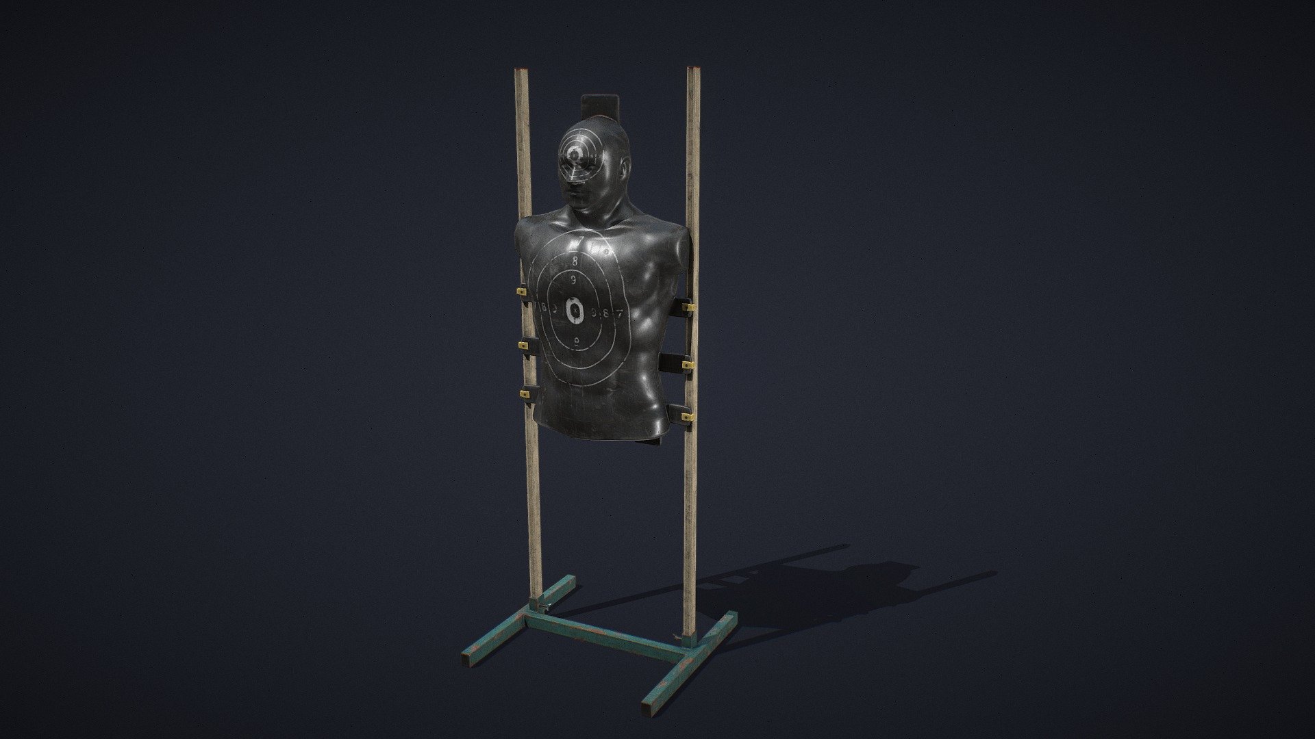 Target/dummy for shooting

Can be used like game prop in Unity, UE4 etc. Has PBR Metalness texture set.

Additional files contains:
Marmoset Toolbag preview scene with this model.
Five texture maps (Albedo, Metalness, Roughness, Normal_DirectX, AO. (size 2048x2048)
Model format  .FBX - target/dummy for shooting - Buy Royalty Free 3D model by Fayruso 3d model