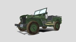Willys MB Jeep Low-poly PBR jeep, willys, army-truck, military-truck, military