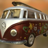 Hippie Van van, bus, volkswagen, 3d, scan