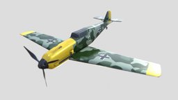 Messerschmitt Bf 109 Airplane ww2, airplane, aircraft, marmosettoolbag, substancepainter, asset, blender, gameasset, 3dmodel, gameready