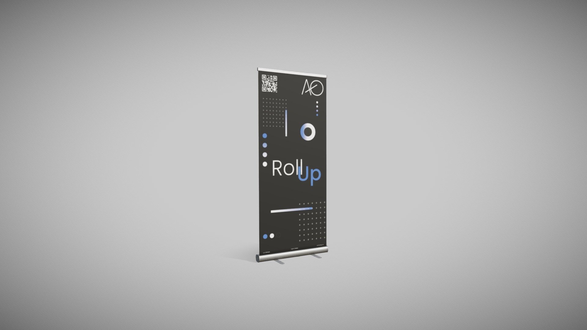a Rollup is a type of banner display that can be used to promote your business, product, or service at various events. A rollup is usually made of a printed material that can be rolled up or folded for easy transport and display. It can be set up in seconds by pulling the material out of a stand and attaching it to a pole.
It can be used to attract attention, convey your message, and create a professional image - RollUp for Exhibition - 3D model by Ayal Othman (@aofordesign) 3d model