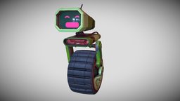 Wheeler wheel, green, one, cute, drone, bot, small, unreal, rusty, big, ready, rover, android, old, smiling, visor, character, unity, game, vehicle, pbr, low, poly, sci-fi, animation, animated, robot