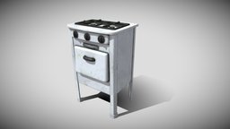 Old Gas Stove soviet, technic, oven, oldschool, gamedev, 3dscanning, stove, appliance, old, appliance-kitchen, 3d, lowpoly, low, gameready