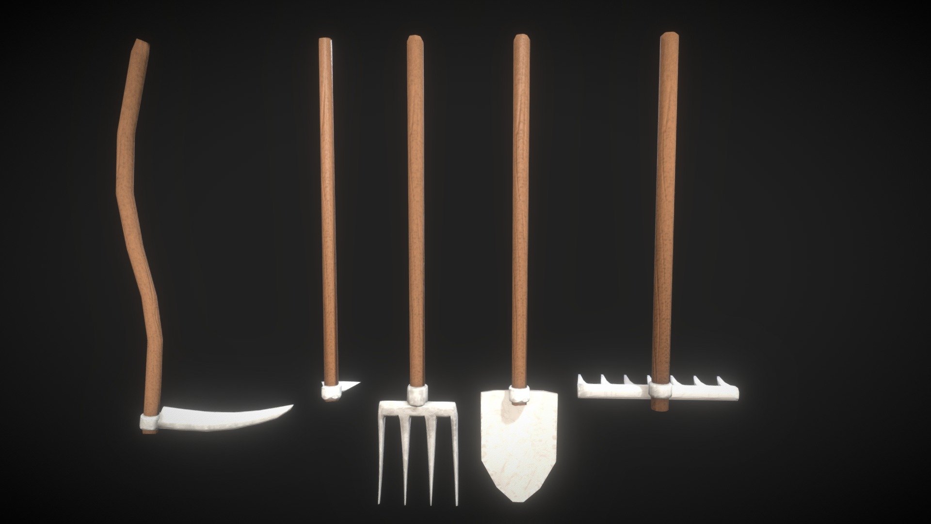 5 Low poly game ready stylized farm tools

All objects have 512x512 texture and normal map - Stylized Garden Farm Tools Asset Pack - Buy Royalty Free 3D model by Gebus (@deadzik) 3d model