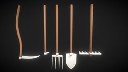 Stylized Garden Farm Tools Asset Pack assets, garden, tools, pack, ready, gamedev, farm, game, lowpoly, mobile, stylized