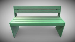 Park Bench [8] Green 2 Metal Frame 2