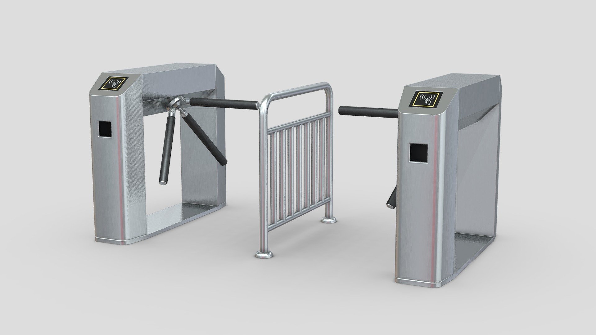 Tripod Turnstile Gate 3D Model by ChakkitPP.




This model was developed in Blender 2.90.1

Unwrapped Non-overlapping and UV Mapping

Beveled Smooth Edges, No Subdivision modifier.


No Plugins used.




High Quality 3D Model.



High Resolution Textures.

Objects Detail :




Tripod Turnstile Gate Polygons 2516 / Vertices 2622

Stainless Fence Polygons 398 / Vertices 540

Textures Detail :




2K PBR textures : Base Color / Height / Metallic / Normal / Roughness / AO

File Includes : 




fbx, obj / mtl, stl, blend
 - Tripod Turnstile Gate - Buy Royalty Free 3D model by ChakkitPP 3d model